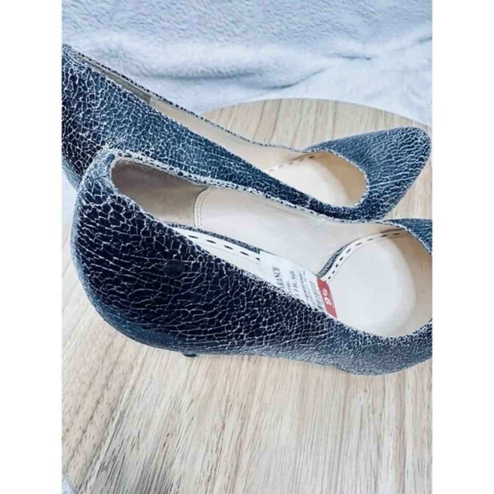 Coach‎ Adina Crackled Metal Leather Stacked Heels Size 9.5 Us